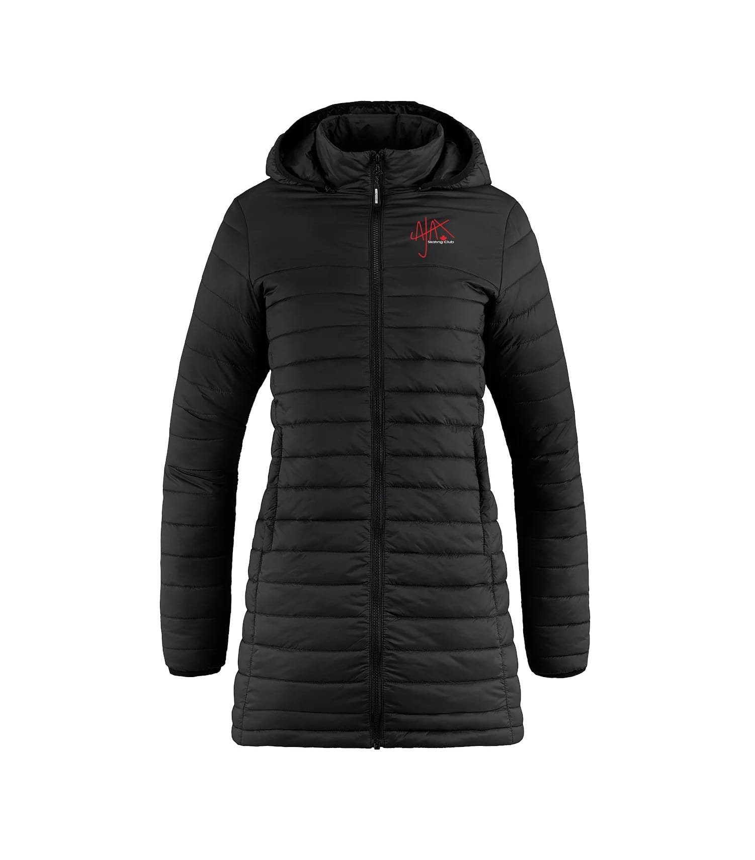 Ajax_Skating_Club_Ladies Full Length Puffy Jacket ASC Ladies Full Length Puffy Jacket with Detachable Hood - Image 1